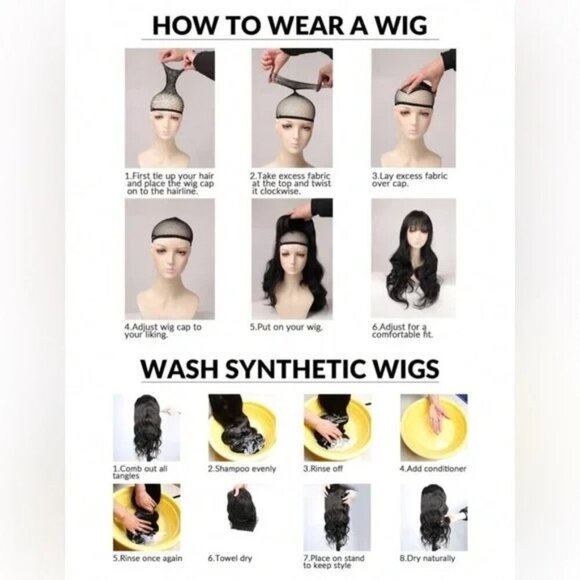 Long black Wig Straight hair 30 in long, with bangs  - Classic wig cap - Picture 4 of 10